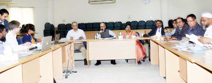 Christian Von Mitzlaff, Advisor, Sustainable Textiles, GIZ, Germany talks with Prof Abdul Mannan, Chairman, University Grants Commission (UGC) of Bangladesh at the latter's office on Sunday.