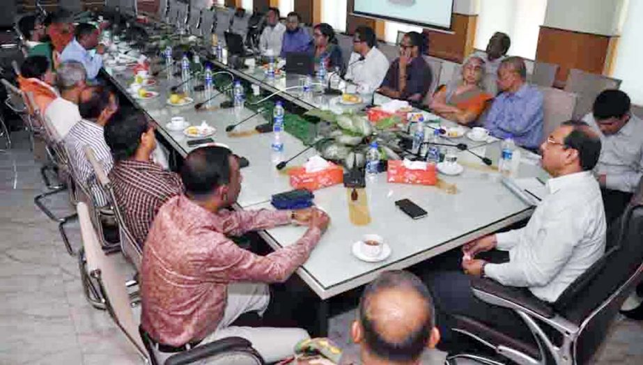 CCC Mayor A J M Nasir Uddin speaking at meeting on development works of architect Jerina Hossain Outer Stadium at CCC Conference Room as Chief Guest on Tuesday.