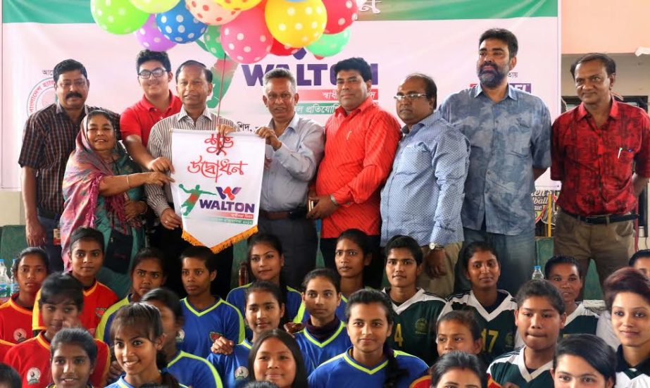 Secretary of Youth and Sports of Bangladesh Awami League Harunur Rashid inaugurating the Walton Independence Cup Handball Competition by releasing the balloons as the chief guest at the Shaheed (Captain) M Mansur Ali National Handball Stadium on Thursday.