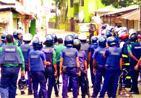 Joint forces surround a 5-storey building presumed to be a militants hideout at Shibbari in Dakkhin Surma upazila in Sylhet on Friday and asked them to surrender.