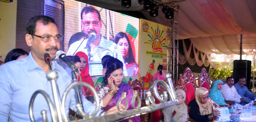 CCC Mayor A J M Nasir Uddin speaking the Golden Jubilee ceremony of Chittagong Govt Girls' High School as Chief Guest on Thursday.