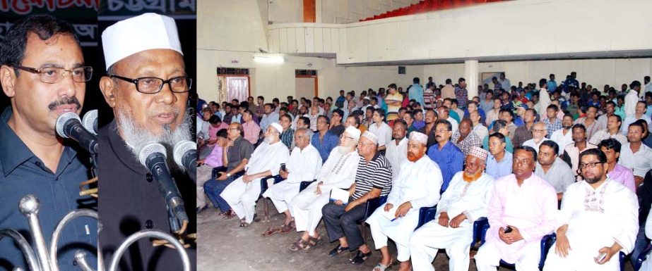 Alhaj A B M Mohiuddin Chowdhury, President, Chittagong City Awami League and CCC Mayor A J M Nasir Uddin speaking at a discussion meeting in observance of the 47th Independence and the National Day on Sunday.