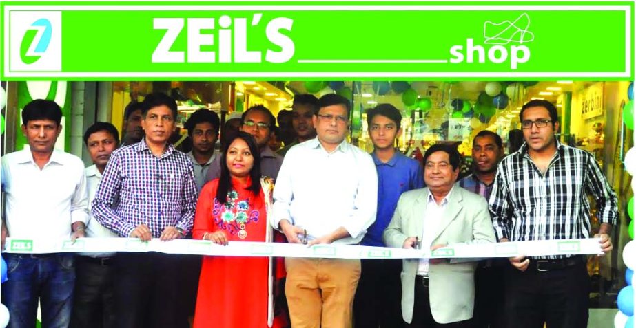 Jashim Md Al -Amin Managing Director and MA Quader, Executive Director of Zeil's Shop Ltd, inaugurating a new shop at Pollobi, Mirpur in the city.