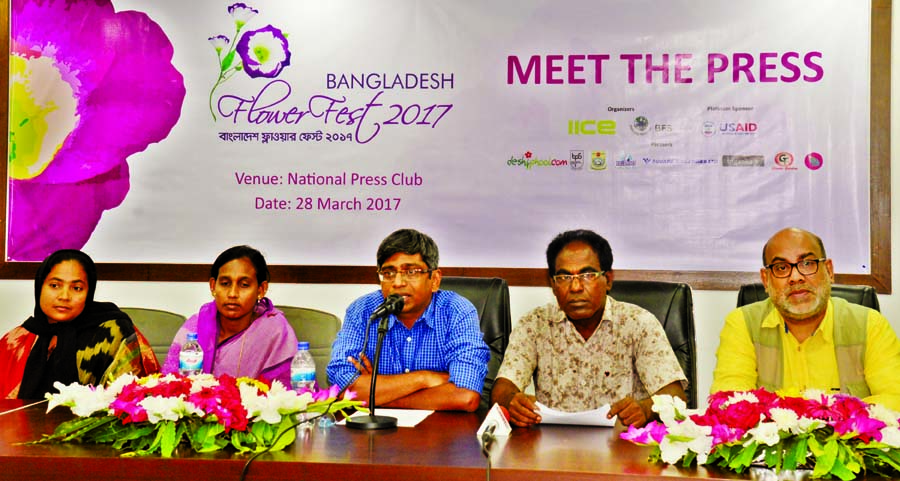 Managing Director of Innovation and Incubation Center for Enterprises Reaz Uddin Mosharaf speaking at 'Meet The Press' on the occasion of Bangladesh Flower Fest at the Jatiya Press Club on Tuesday.