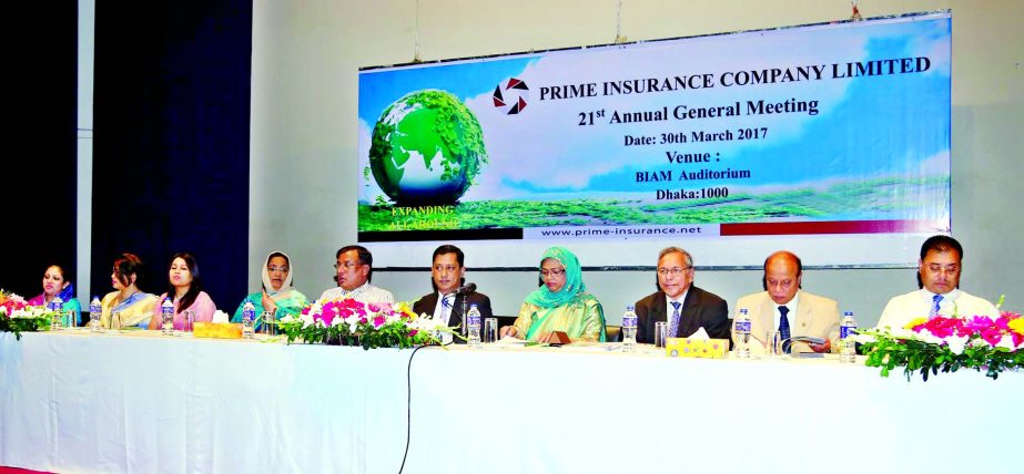 Md. Zakiullah Shahid, Chairman of Prime Insurance Company Limited, presiding over its 21st Annual General Meeting at a city auditorium on Thursday. The AGM approves 13pc cash dividend for its shareholders for the year 2016.