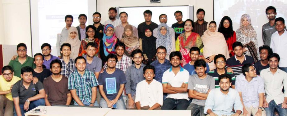 Students are seen at the inaugural session of a workshop organized by Internet Engineering Task Force at the Virtual Class Room of University of Dhaka on last Tuesday.