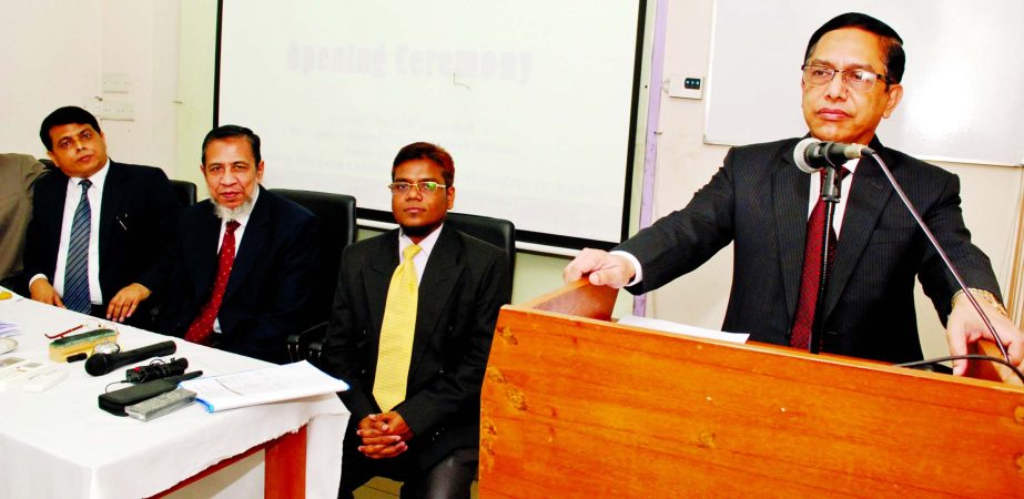 Kazi Towhidul Alam, Deputy Managing Director of Al-Arafah Islami Bank Ltd, delivering speech at a day-long training workshop on 'Green Banking & Environmental Risk Rating' at the banks training & research institute in the city on Saturday. Nurul Islam K