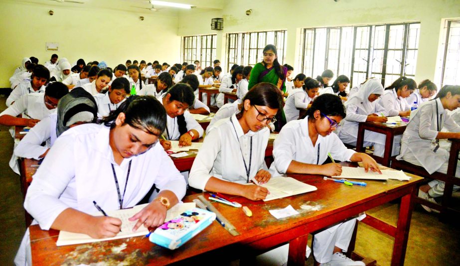The photo was taken from Badrunnesa Mahila College as HSC and equivalent examinations begin on Sunday.