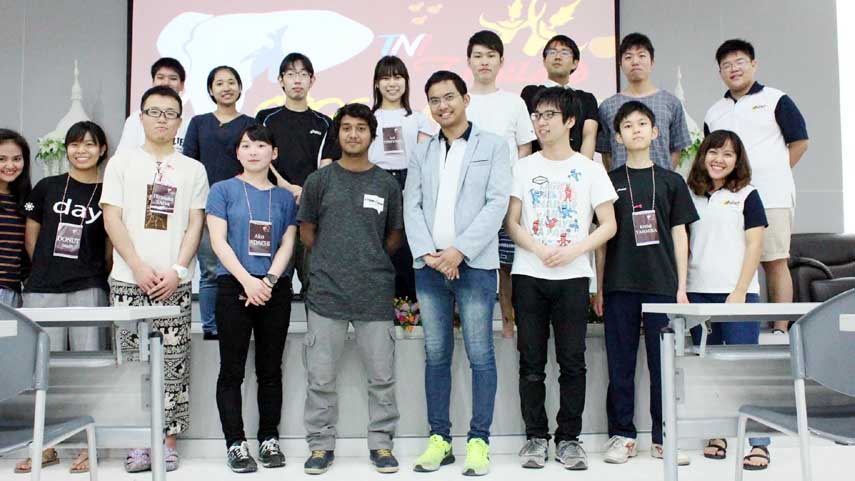 Tofazzal Hossain, student of Faculty of Business Administration, Eastern University is seen with other students at a two-week long international programme titled 'Thai-Nichi Institute of Technology Cross-Cultural Programme 2017', held in Thailand from 1
