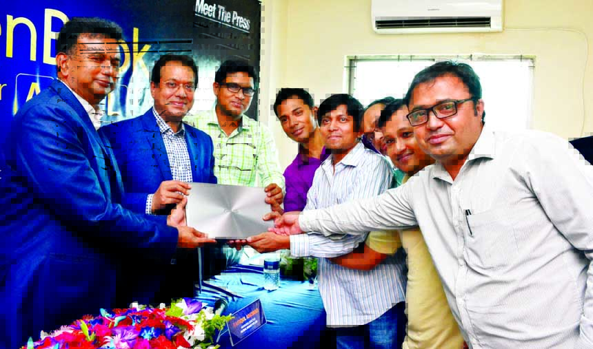 Md Al Fuad, Country Manager of ASUS Bangladesh, unveiling new ZenBook at a press meet in the city on Monday.