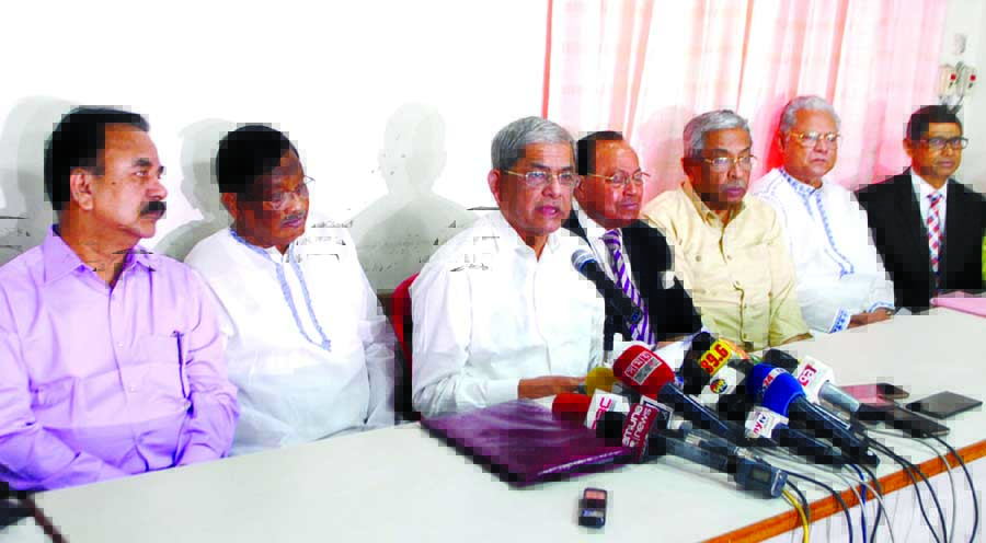 BNP Secretary General Mirza Fakhrul Islam Alamgir expressing reaction over Prime Minister's upcoming India visit at a prÃ¨ss conference at the party central office in the city's Nayapalton on Tuesday.