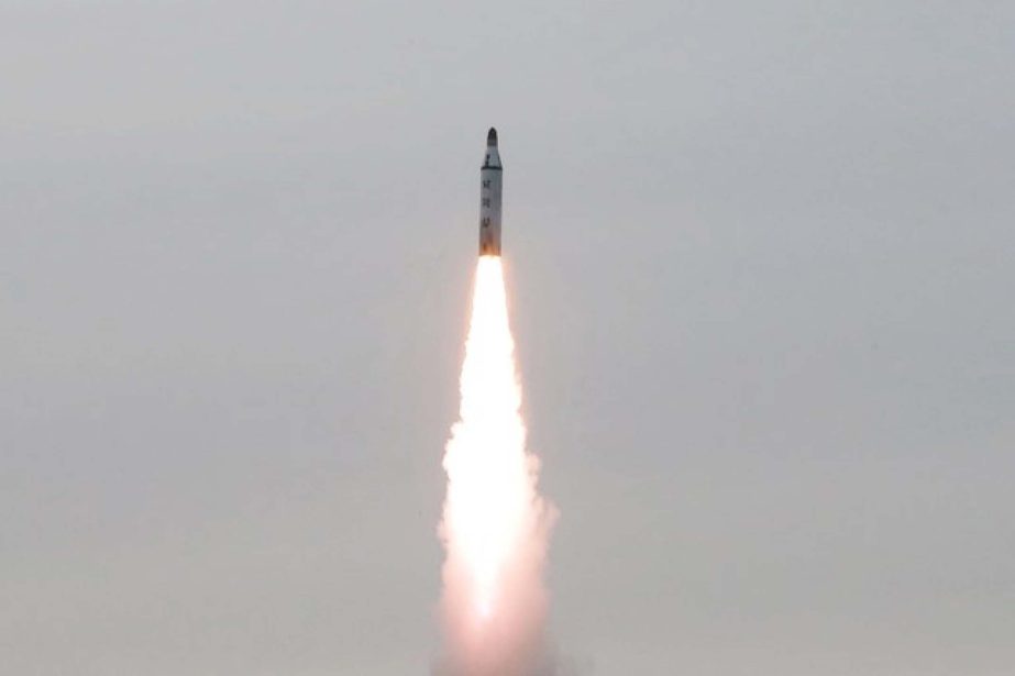 N Korea test-fired a ballistic missile on Wednesay a day before the start of a summit between US President Donald Trump and Chinese President Xi Jinping, talks about adding pressure on the North to drop its arms development will take centre stage.