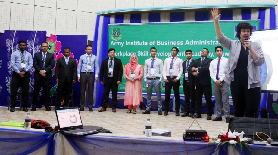 Participants are seen at the concludingn ceremony of a daylong workshop on career and skills development held at Army Institute of Business Administration, Sylhet at Jalalabad Cantonment, Sylhet recently.