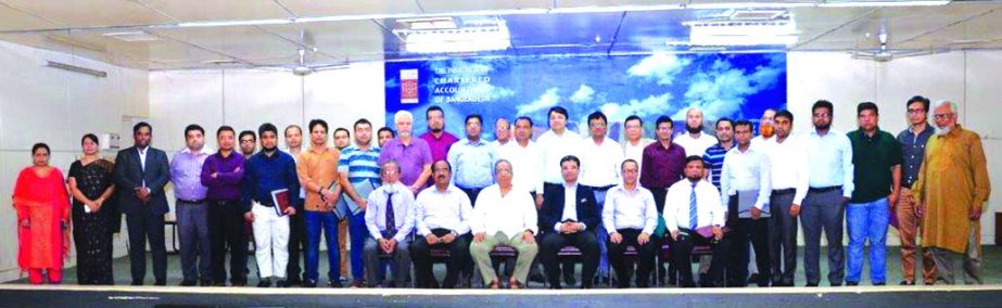 Adeeb Hossain Khan, FCA, President of the Institute of Chartered Accountants of Bangladesh (ICAB) poses with the participants of a workshop on 'Transfer Pricing Regulations and Practices' in the city recently. Md Shabbir Ahmed, First Secretary (Tax Poli