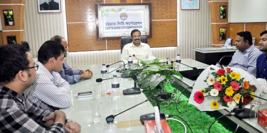 CCC Mayor A J M Nasir Uddin speaking at a view exchange meeting with new committee of Bangladesh Architect Institute, Chittagong Chamleer at CCC Conference Room on Wednesday.