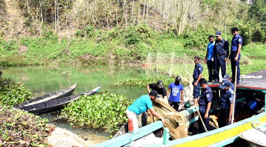 Bangladesh Fisheries Development Corporation conducted a drive at Rangamati Kaptai Lake and seized two boats and nets on Thursday.