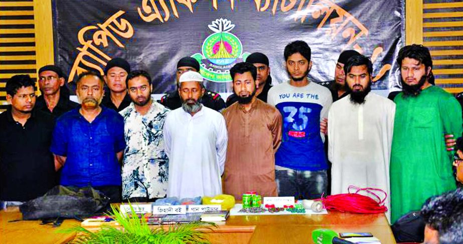 RAB 11 in separate drives at Siddhirganj of Narayanganj and in Comilla nabbed 8 JMB members with explosives and bomb-making materials on Friday