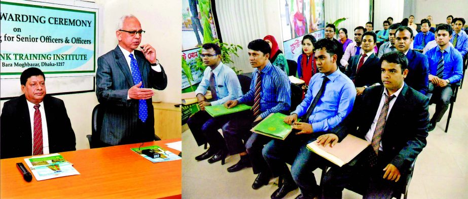 Safiul Alam Khan Chowdhury, Additional Managing Director of Pubali Bank Ltd, addressing the closing ceremony of a training course on 'Foundation Training for Senior officers and officers' at the bank's training institute in the city recently. Niranjan