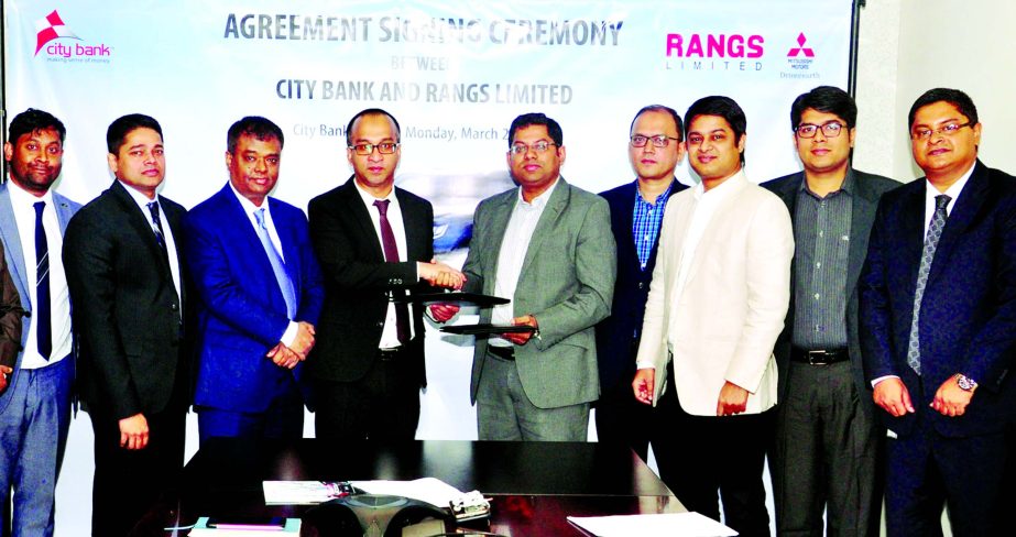 Mashrur Arefin, Additional Managing Director and Chief Communication Officer of City Bank and Shoeb Ahmed, Chief Executive Officer, Rangs Limited signed an agreement for customer loan and cash discount on Rangs product at a city hotel on Sunday.