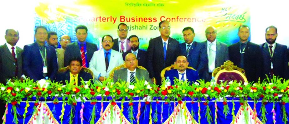 Syed Waseque Md. Ali, Managing Director of First Security Islami Bank Limited, presiding over its 'Quarterly Business Conference' of Rajshahi Zone recently. Syed Habib Hasnat, Additional Managing Director, Abdul Aziz, DMD, AKM Abu Sagir Chowdhury, Head