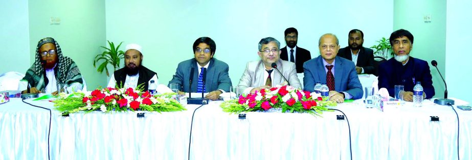 Arastoo Khan, Chairman of Board of Directors of Islami Bank Bangladesh Limited, addressing the view exchange meeting on Shariah awareness at its head office on Sunday. Md. Abdul Hamid Miah, Managing Director of the bank presided.