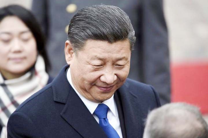 China's President Xi Jinping during the official welcoming ceremony in front of the Presidential Palace, in Helsinki.