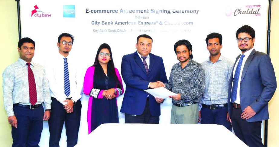 Majharul Islam, EVP of City Bank and Zia Ashraf, Co-founder of Chaldal Limited signed an agreement at the bank's head office recently. Under the deal, City Bank American Express Cardmembers will avail 5% savings on every purchase round the year.