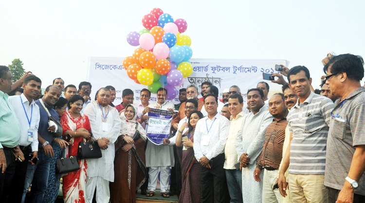 Mayor of Chittagong City Corporation AJM Nasir Uddin inaugurating the CJKS Inter-Ward Mayor Gold Cup Football Tournament by releasing the balloons as the chief guest at the Chittagong Stadium on Wednesday.