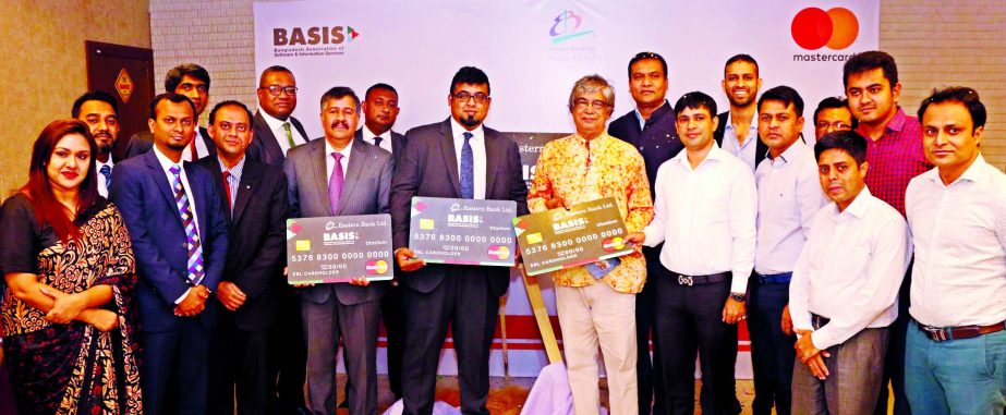 Mustafa Jabbar, President of BASIS, inaugurating an Exclusive Mastercard Titanium Credit Card with the partnership of Eastern Bank Limited at Hazrat Shahjalal International Airport recently. Nazeem Anwar Choudhury, Head of Consumer Banking of the bank, Sy