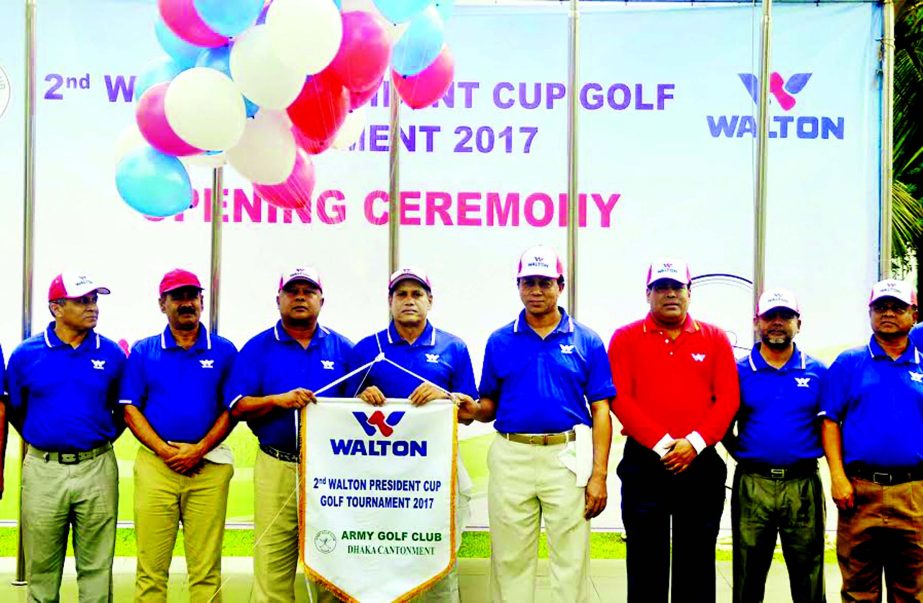 Chairman of Walton Group SM Nurul Alam Rezvi formally inaugurating the second Walton Cup Golf tournament by releasing the balloons as the chief guest at Army Golf Club in Dhaka Cantonment on Friday.