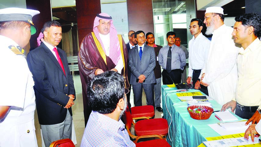 Lieutenant General Mahfuzur Rahman, PSO, AFD and Saudi Envoy to Bangladesh Abdullah HM Almutairi visited 'KSA Umra Visa Fair-2017' at Sena Maloncho, Dhaka Cantonment on Saturday. ISPR photo