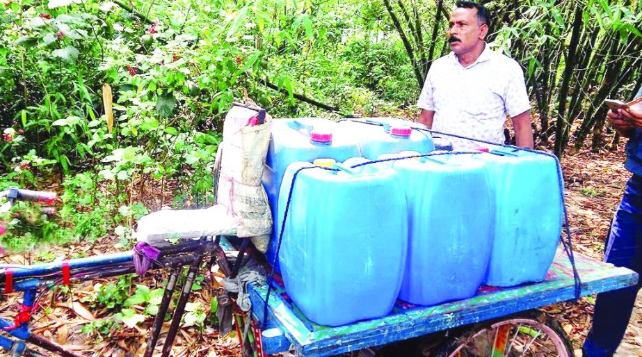 Police recovered 17 plastic containers filled with chemicals inside the militant hideout in Jhenaidah on Saturday.