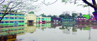 MURADNAGAR(Comilla): The only playground of Muradnagar Upazila Sadar was waterlogged due to continuous rain. This snap was taken on Monday.