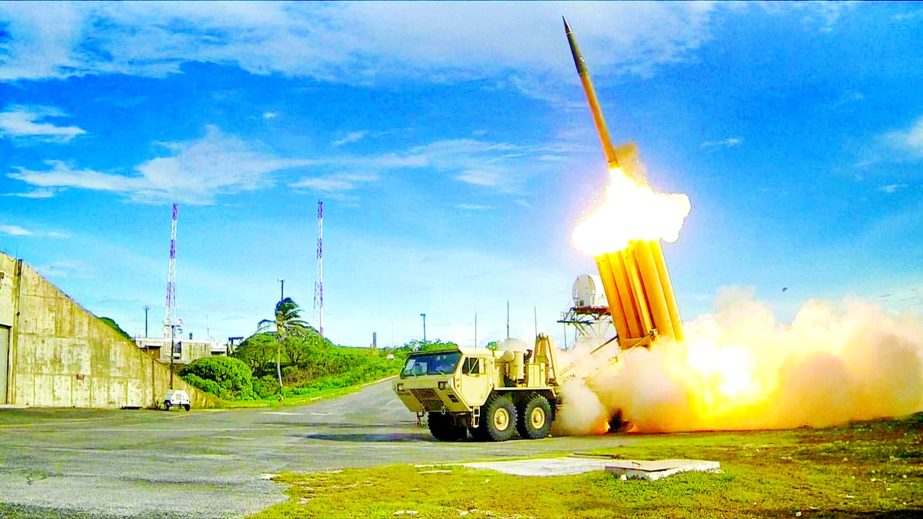 A U.S. military vehicle which is a part of Terminal High Altitude Area Defense (THAAD) system arrives in Seongju, South Korea, on Wednesday.