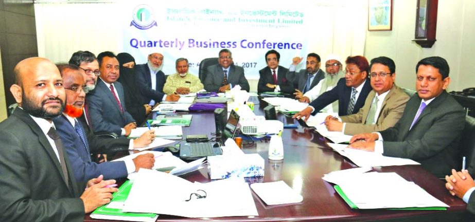 Afzalur Rahman, Chairman, Board of Directors of Islamic Finance and Investment Limited, presiding over its Quarterly Business Conference at its head office in the city recently. Kazi Mahbuba Akhter, Vice-Chairman, Anwar Hossain Chowdhury, KBM Moin Uddin C