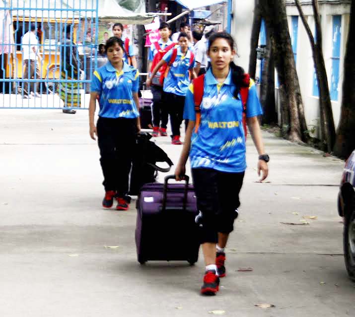 Bangladesh Under-16 National Women's Football team return to Bangladesh Football Federation House from China on Thursday.