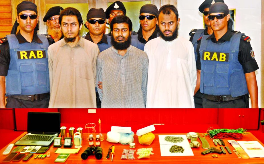 Three alleged Neo-JMB militants of Sarwar-Tamim group arrested from Savar by RAB-4 team on Thursday.