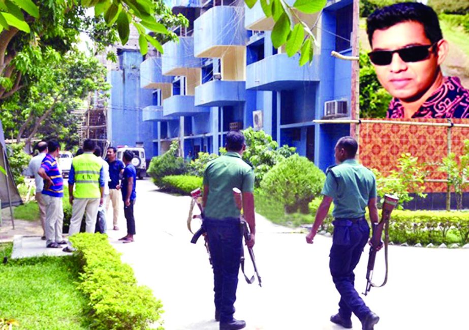 Assistant Commissioner of Rajshahi Metropolitan Police Sabbir Ahmed Sarfaraj (inset) was found dead at Officers' Mess in Srirampur area in the city on Saturday.