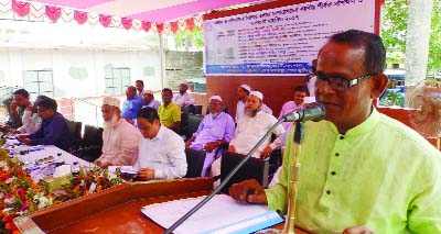 JHENAIDAH: Abdul Hye MP speaking at a discussion meeting on combating militancy arranged by Islamic Foundation, Jhenaidah as Chief Guest on Saturday.