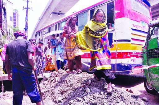 Incoordinated road digging goes on unabated causing immense sufferings to the pedestrians everyday. This photo was taken on Tuesday from the city's Rajarbagh area.