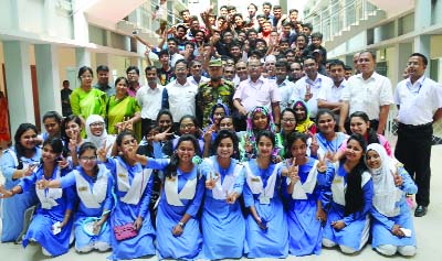 BOGRA: Students and teachers of Bogra Cantonment Public School and College rejoicing their successful results of SSC examination yesterday.