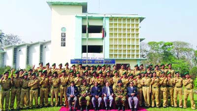 BARISAL: All the 54 students of Barisal Cadet College with their teachers showing V-sign who achieved GPA- 5 in the SSC Examination yesterday.