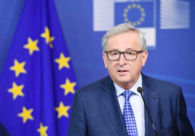 European Commission President Jean-Claude Juncker addressing a press conference in Florence.