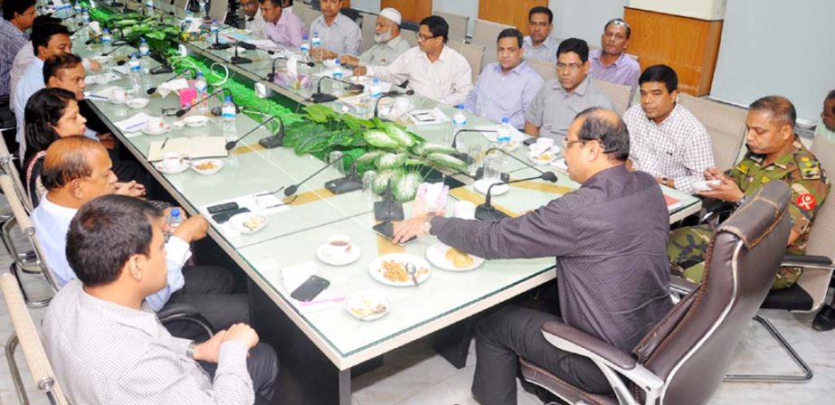 CCC Mayor A J M Nasir Undin addressing at view exchange meeting with divisional and section heads of CCC at the Conference Room as Chief Guest on Tuesday.