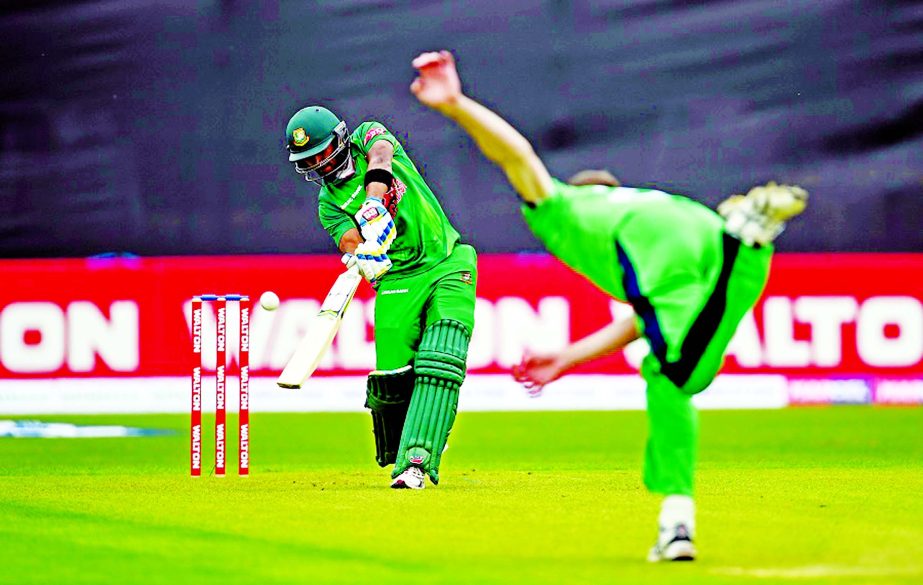 Sabbir Rahman popped a catch to third man to fall for a three-ball duck during the Tri-Nation Cricket series match between Bangladesh and Ireland at Malahide on Friday.