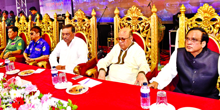 Home Minister Asaduzzaman Khan Kamal, among others, at an anti-militancy community policing rally at Lalbagh Azad Balur Math in the city on Saturday.