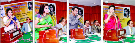 From Left: Singers Ferdous Ara, Rumana Islam, Subra Dev and Ankhi Alamgir rendering songs.