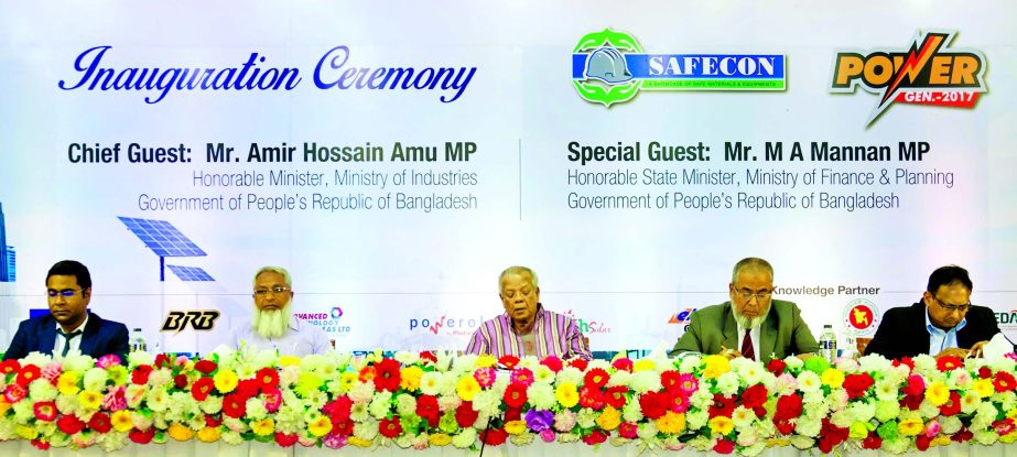 Industries Minister Amir Hossain Amu MP, inaugurating an international exhibition on 'Safe Construction, Power Generation and Renewable Energy' at Bangabandhu International Conference Center in the city recently.