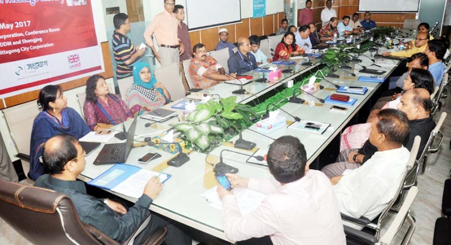 CCC Mayor A J M Nasir Uddin addressing an informative workshop on disaster management at CCC Conference Hall on Sunday.