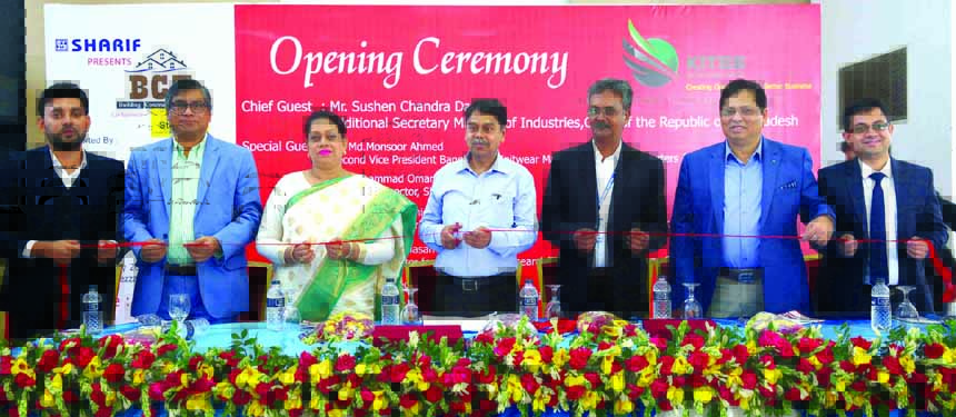 Shusen Chandra Das, Additional Secretary, Ministry of Industries, inaugurating the "Int'l Building Construction, Interior Exterior & Power Expo' at a city convention center on Thursday. Humayun Rashid, Managing Director, Energypac Power Generation Ltd,